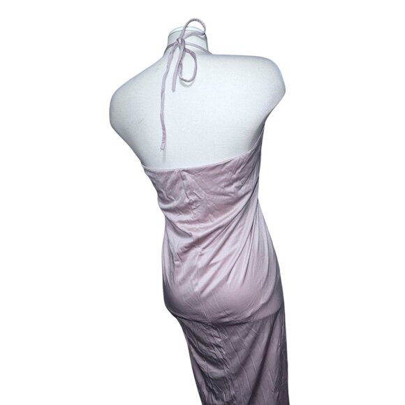 OGL Halter Neck Dress Sleeveless Knee Length Elegant Casual Wear Sz Small Beige - Picture 10 of 13